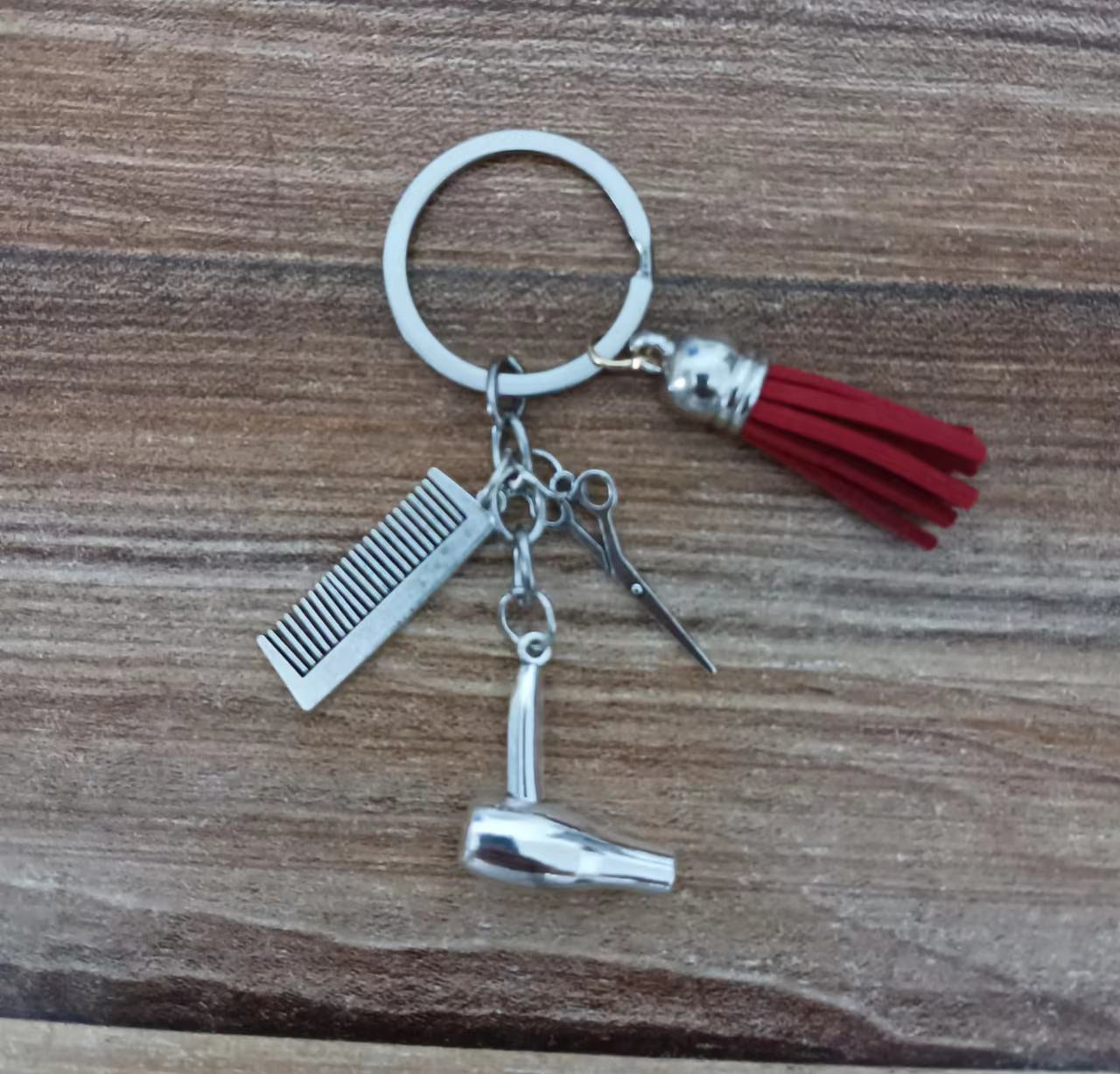 Charm Keychain Hairdresser Gift Comb Scissors Hair Dryer Car Interior Pendant Jewelry Gift Personality Keychain Personality - Charlie Dolly