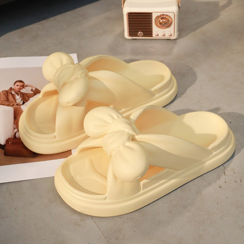 2023 Fashion Platform Bow Tie Design Women Slides Summer Leisure Women Slippers Outdoor Anti-slip Sandals Bathroom Woman Shoes - Charlie Dolly