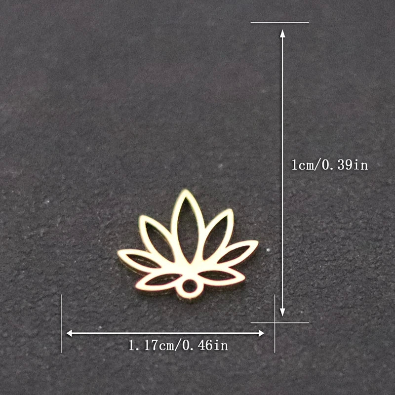 3pcs Lotus Flower Hollow Stainless Steel Pendants Laser Cut Metal Charms For Necklace Bracelet Earring Jewelry Making Gift