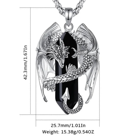 Dragon Obsidian Hexagonal Prism Necklace