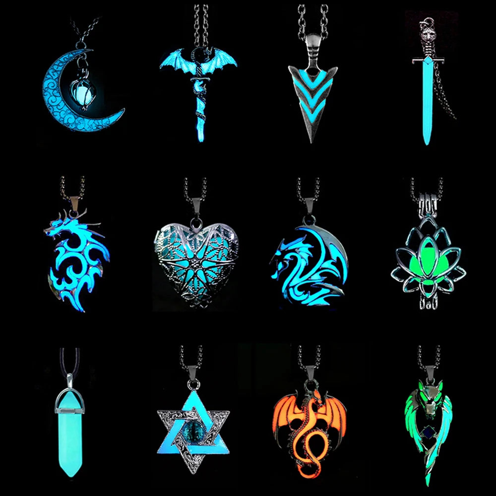 Luminous Dragon Necklace Glowing Night Fluorescence Antique Vintage Glow In The Dark for Men Women Gift Party Halloween Day Club - Charlie Dolly