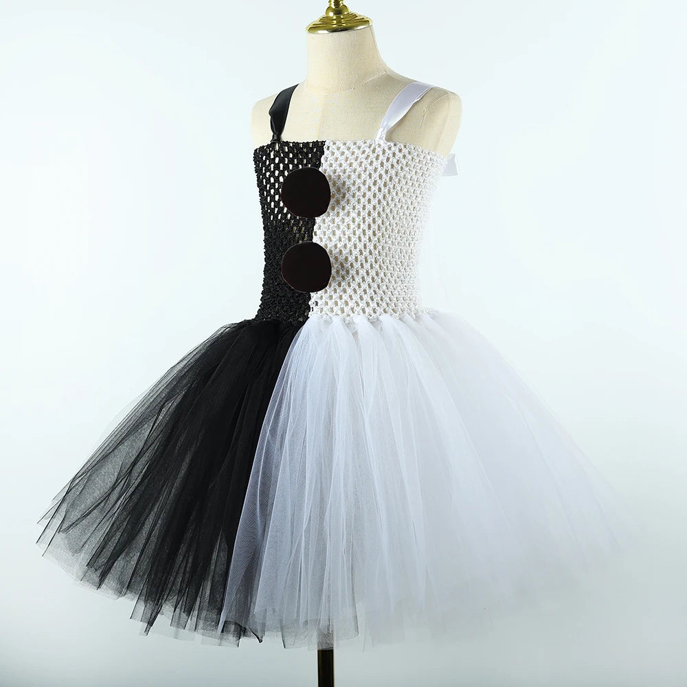 Terrifier Art The Clown Costume Girl Black White Fancy Tutu Dress Horror Joker Dress for Kids Halloween Carnival Party Costumes - Charlie Dolly