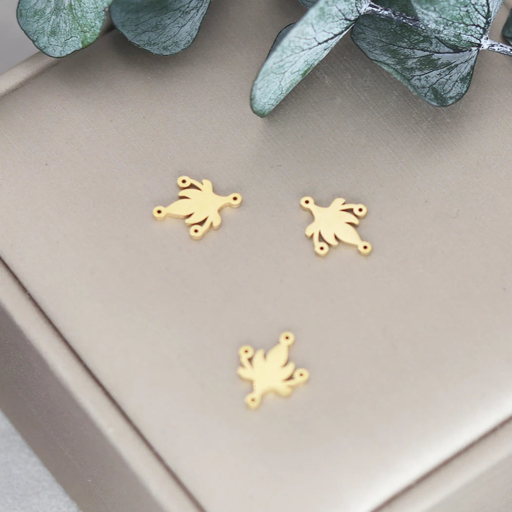 3pcs Exquiaite Amulet Moon Lotus Flower Charms DIY Craft Earrings Necklace Jewelry Making Yogo Buddhism Stainless Steel Pendant