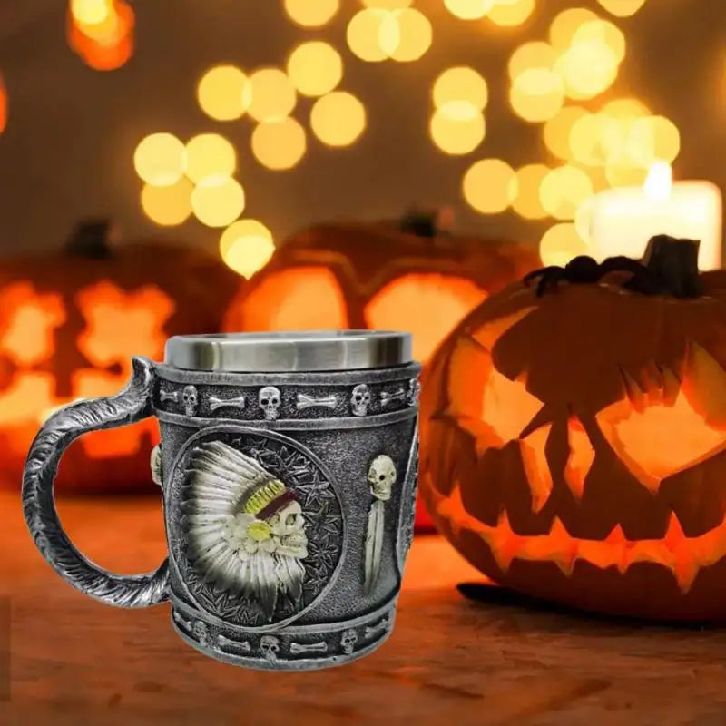 3D Skull Cup Halloween Thriller Cup Decoration Skull Cup Halloween Decoration Resin Skeleton Ghost Mug Coffee Cup Halloween Gift - Charlie Dolly