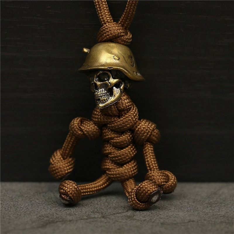 Skull Head Soldier King Keychain Lanyard Pendants Jewelry EDC Outdoor Knife Bead Tool Punk DIY Paracord Handmade Woven Accessory - Charlie Dolly