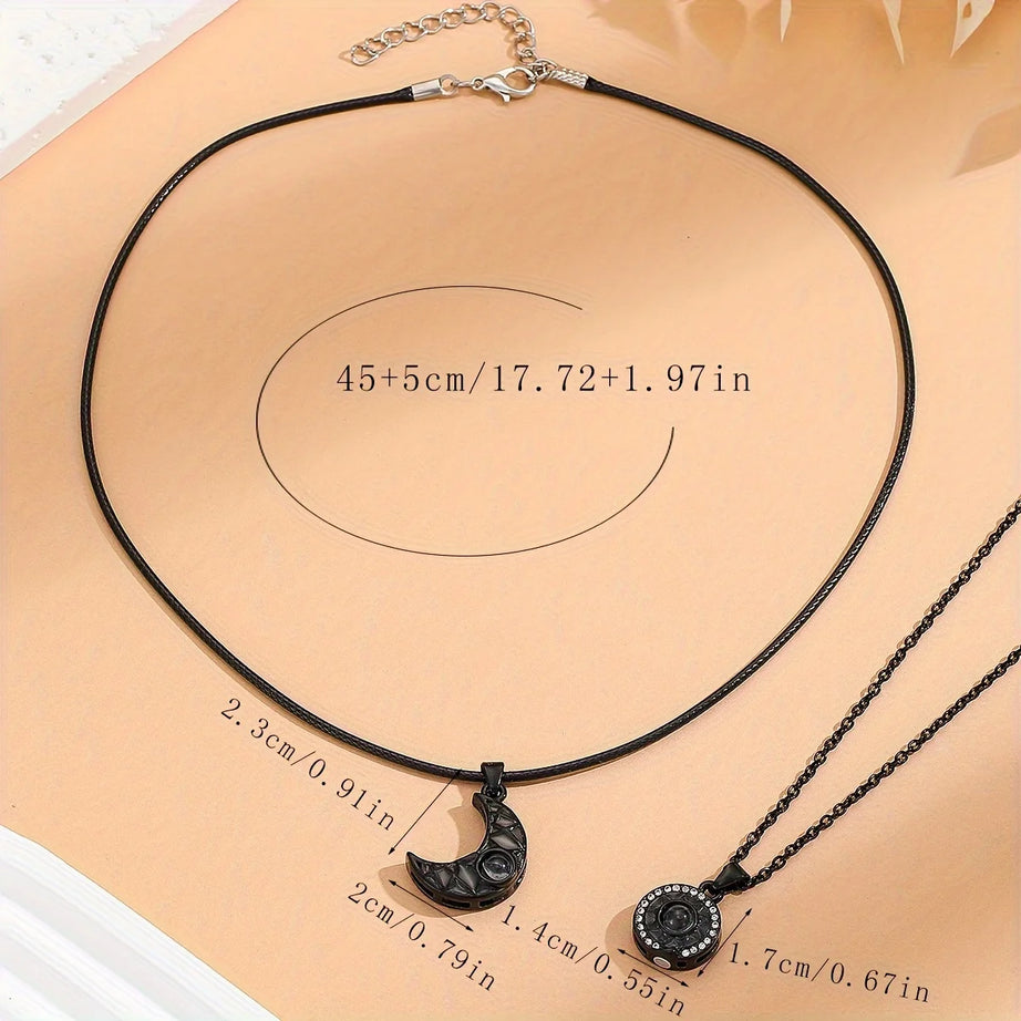 Luminous Glow-in-the-Dark 100 Languages I Love You Couple Necklace, Night Love Talisman