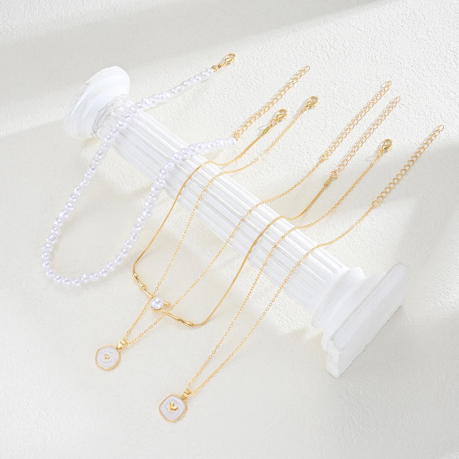 Pearl and Starfish Shell Layered Necklace