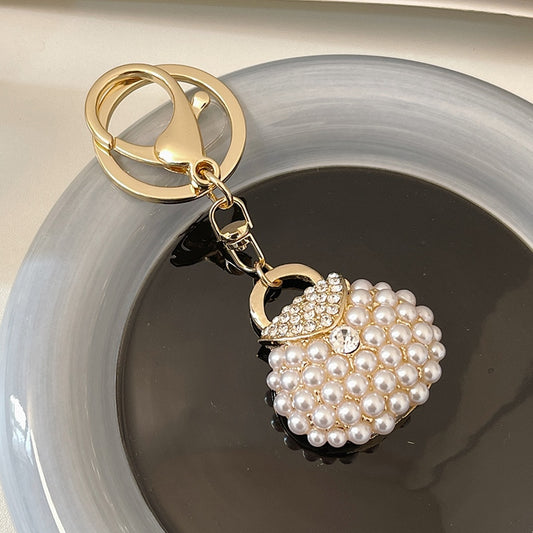2023 Creative Imitation Pearl Handbag Keychains for Women Bag Charm Pendant Car Key Ring Female Fashion Key Chains Cute Keyrings - Charlie Dolly