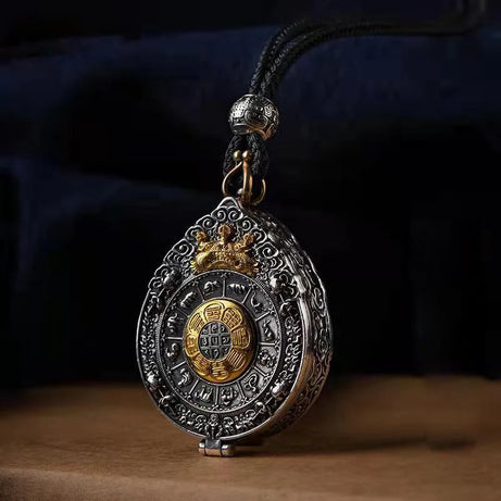 HX فضي اللون Jiugong Bagua العلامة التجارية Gawu صندوق خمر كبار بوذا قلادة مجوهرات نسائية اكسسوارات