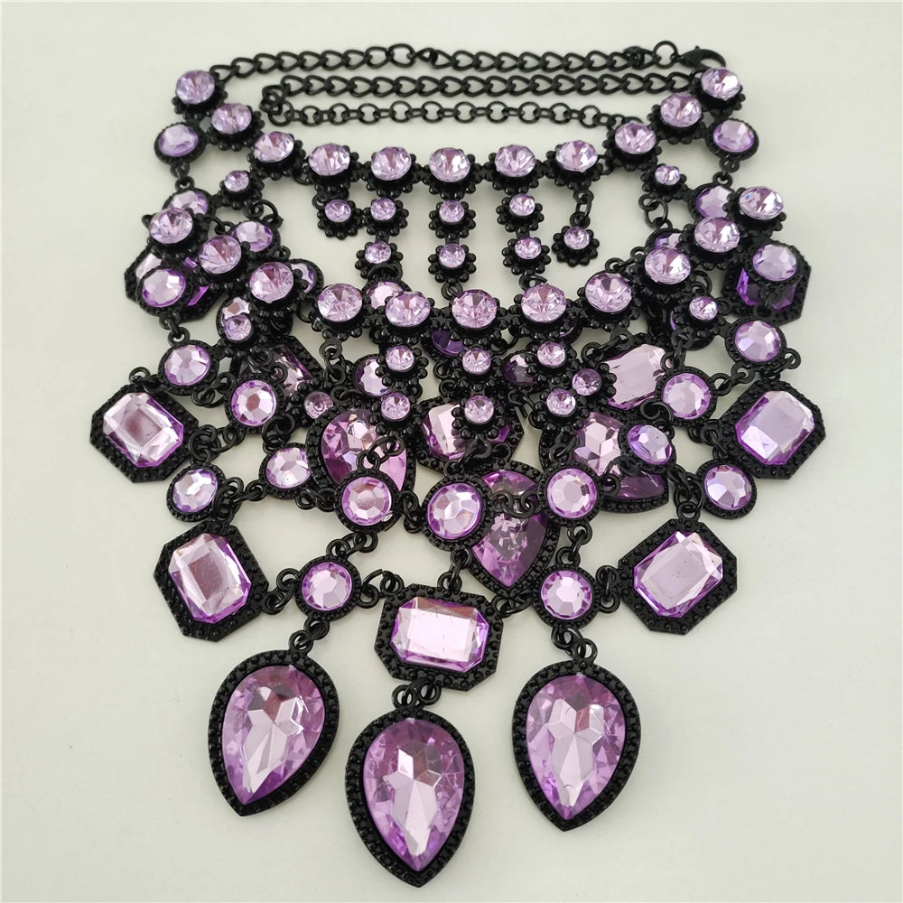 Crystal Water Drop Collar Necklace Earring Set Jewelry