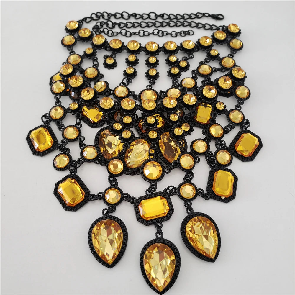 Crystal Water Drop Collar Necklace Earring Set Jewelry