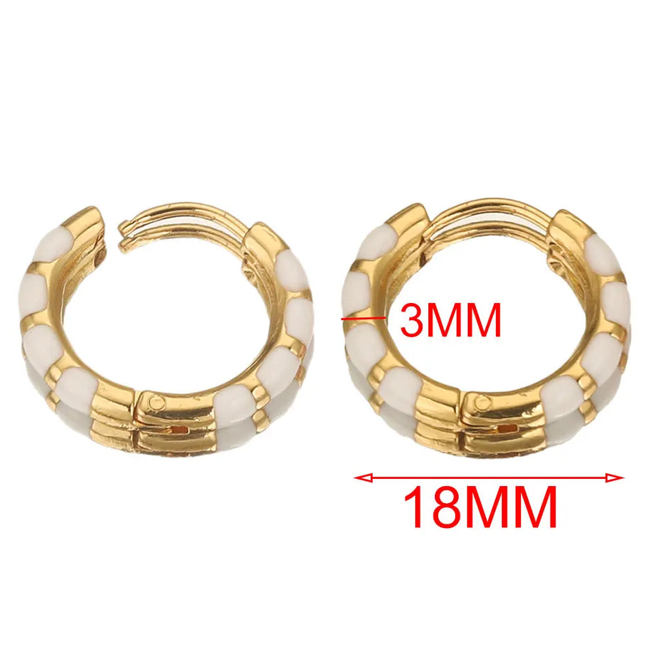 Enamel Round Gold Plated Hoop Earrings Jewelry