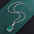 Luxury Vintage 20*23mm Emerald Pendant Tennis Chain Necklace for Women Lab Diamond Cocktail Party Fine Jewelry Accessories Gift - Charlie Dolly