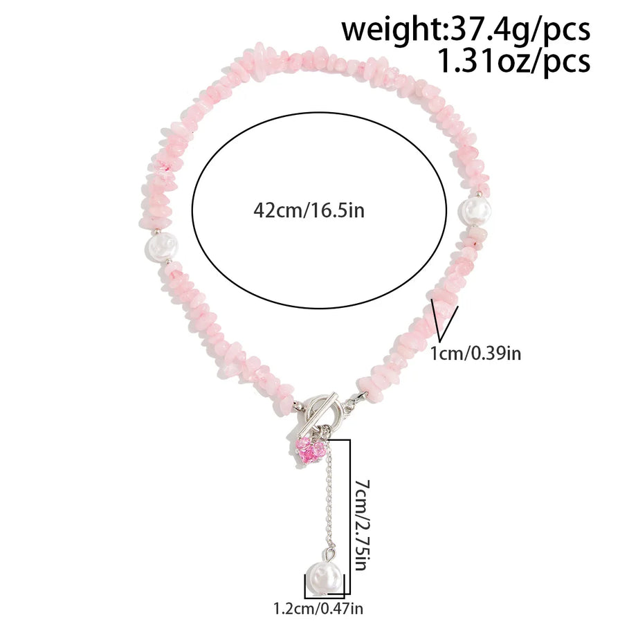 Pink Zircon Heart Pearl Pendant Necklace