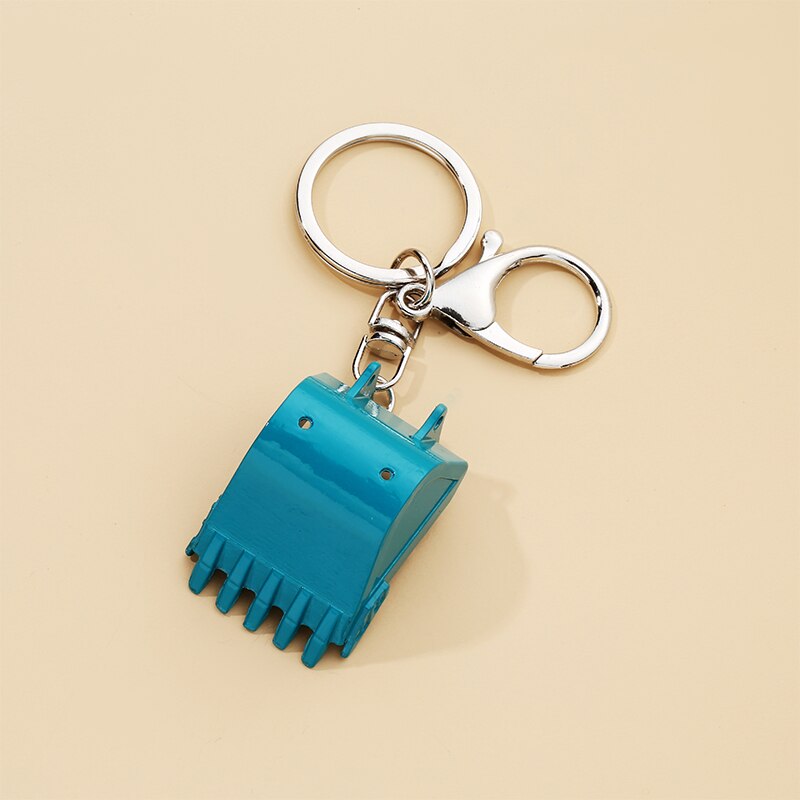 Creative alloy bulldozer keychain three-dimensional excavator tools car key pendant accessories metal key ring pendant - Charlie Dolly