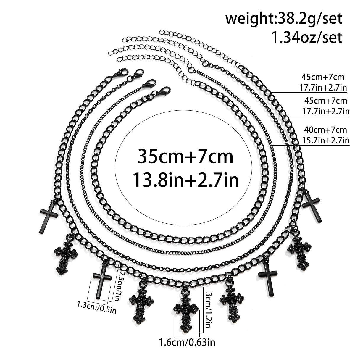 4Pcs Goth Black Cross Jesus Tassel Pendant Choker Necklace for Women Punk Metal Clavicle Chain Halloween Jewelry Y2K Accessories - Charlie Dolly