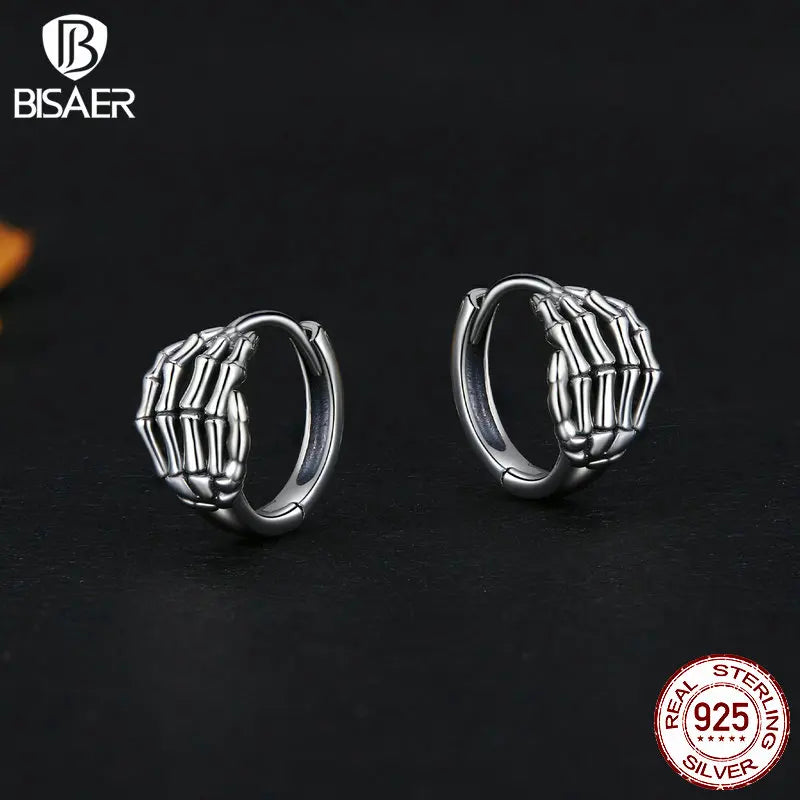 BISAER 925 Sterling Silver Mini Pumpkin Luminous Stud Earrings Enamel Ear Clip For Girl Halloween Party Original Fine Jewelry - Charlie Dolly