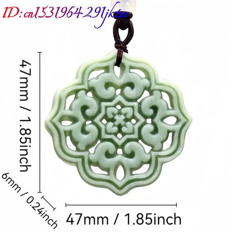 Natural Jade Carved Flower Amulet Necklace
