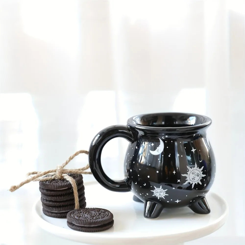 1pc Sun and Moon Coffee Mug Witch Brew Shaped Ceramic Coffee Cup Water Cups Ideal for Halloween Easter and Party Drinkware Gifts - Charlie Dolly