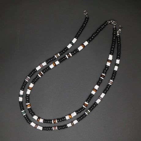Tribal Coconut and Puka Shell Boho Necklace for Men