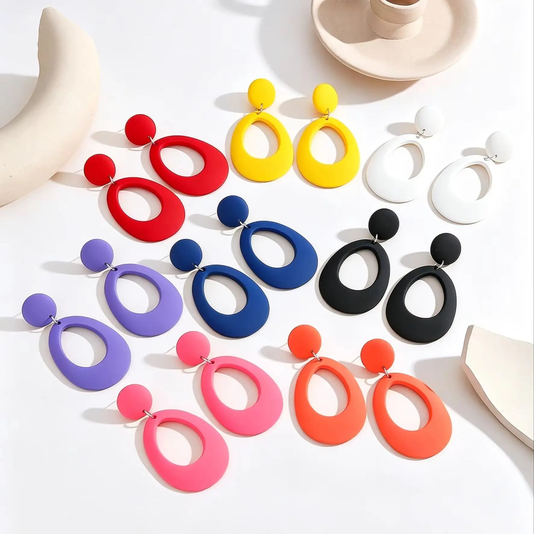 Colorful Acrylic Geometric Drop Earrings for Women Trendy Lightweight Boho Chic Dangle Jewelry Fashion Accessory
