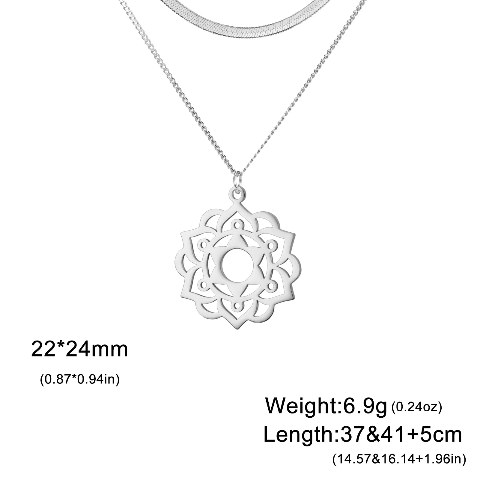 LIKGREAT Yoga Lotus Necklaces Stainless Steel Flower of Life Pendant Women Mandala Healing Buddha Spiritual Chakra Jewelry