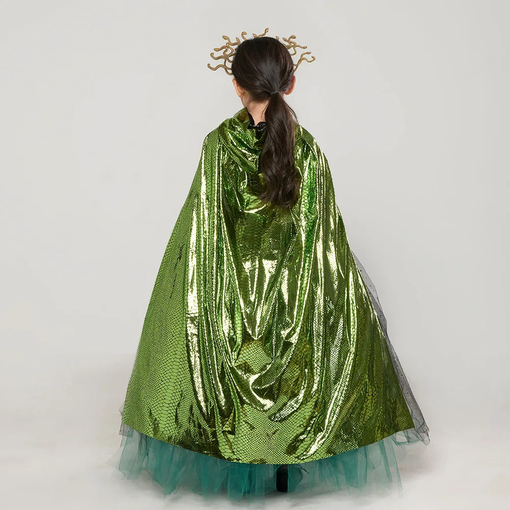 Green Medusa Girls Costume With Headpiece For Kids Cosplay Halloween Medusa Dresses Greek Roman Kids Fancy Gown Tutu Dress 2024 - Charlie Dolly
