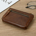 Little Coin Purse Genuine Leather Real Cowhide Men's Leather Short Wallet Mini Purse Men Women Key Wallet Card Zip With Key Ring - Charlie Dolly