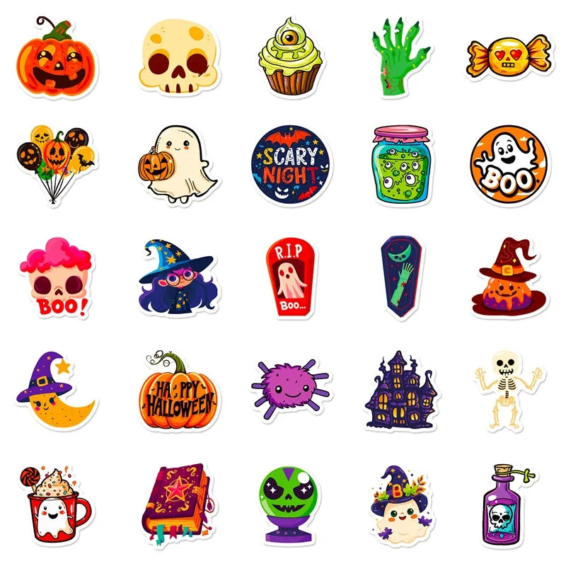 50PCS Cute Halloween PVC Sticker Aesthetic Decoration Scrapbooking Korean Stationery Hand Accounting Tools Supplies for Kids - Charlie Dolly