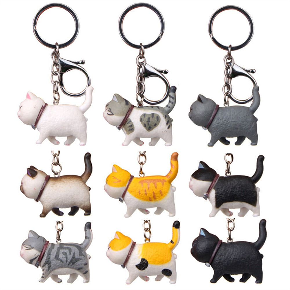 Cute Cartoon Kittens Keychain Cure Animal Key Chain Creative Cat Pendant for Women Car Keyring Purse Bag Accessories DIY Gifts - Charlie Dolly