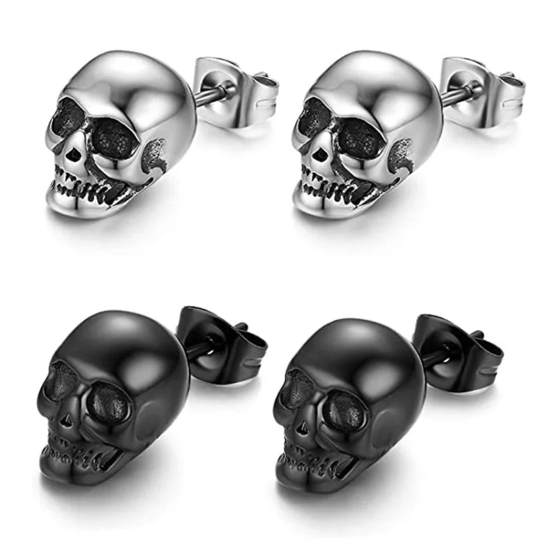 2023 Halloween Skull Stud Earrings for Men Women Punk Hip-hop Creative Metal Skeleton Mini Earrings Accessories Wholesale - Charlie Dolly