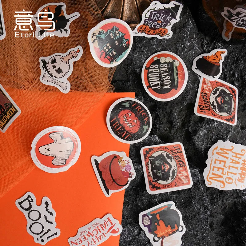 46pcs Etori Life Halloween Sticker Pack DIY Material Decorative Stationery Album Diary Cup Notebook Mobile Phone Toy Scrapbook - Charlie Dolly