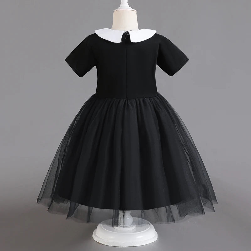 Wednesday Adams Costume Girl Carnival Party Movie Cosplay Dress Wednesday Easter Halloween Costume for Kids 3-12 Years - Charlie Dolly