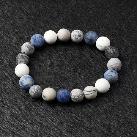 Nine Planets Solar System Beaded Bracelet, Natural Stone Galaxy Cosmic Talisman