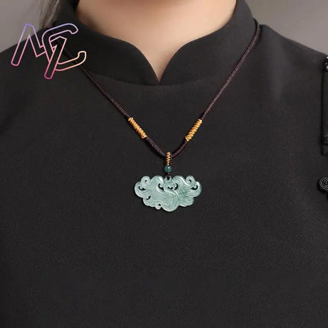 Myanmar Burmese Jadeite Phoenix Pendant, Sacred Rebirth Amulet Necklace