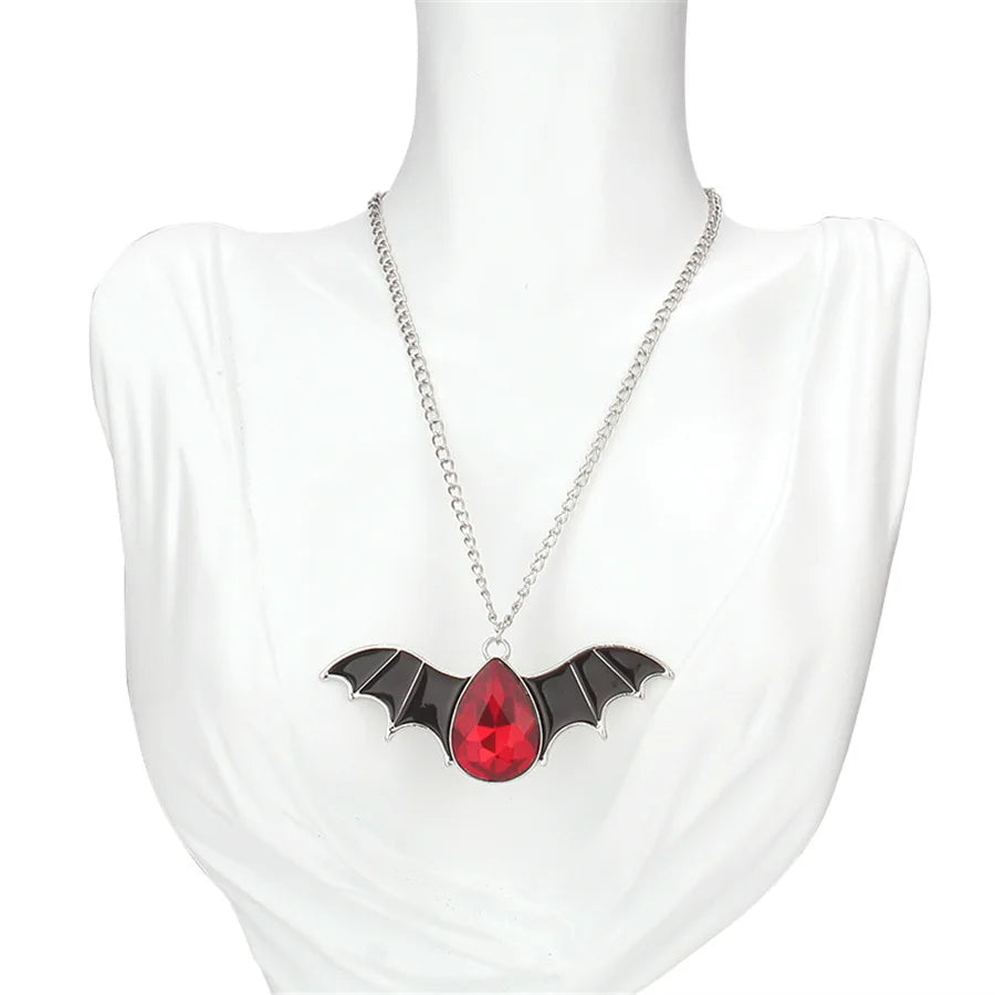 Gothic Vampire Bat Necklace for Women Girl Charms Punk Choker Chain Collar Party Cosplay Jewelry Goth Necklaces Halloween Gift - Charlie Dolly