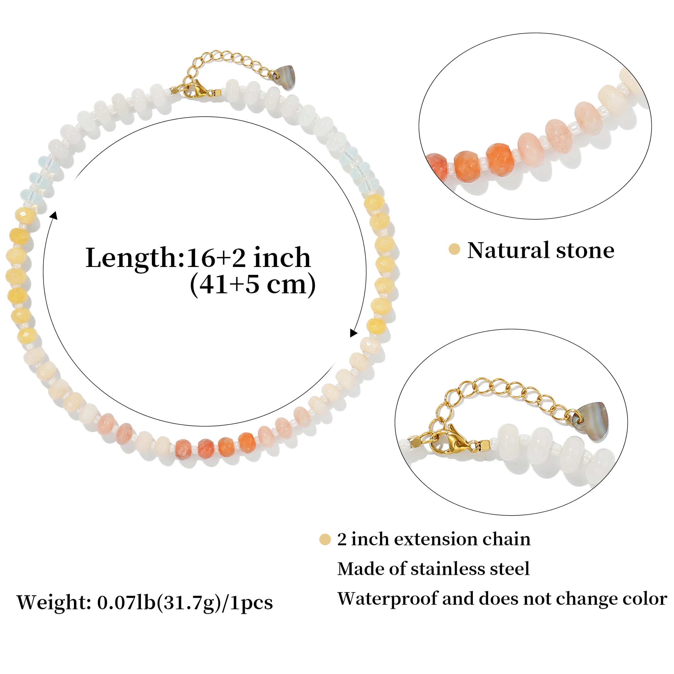Rainbow Gemstone Beaded Choker Necklace