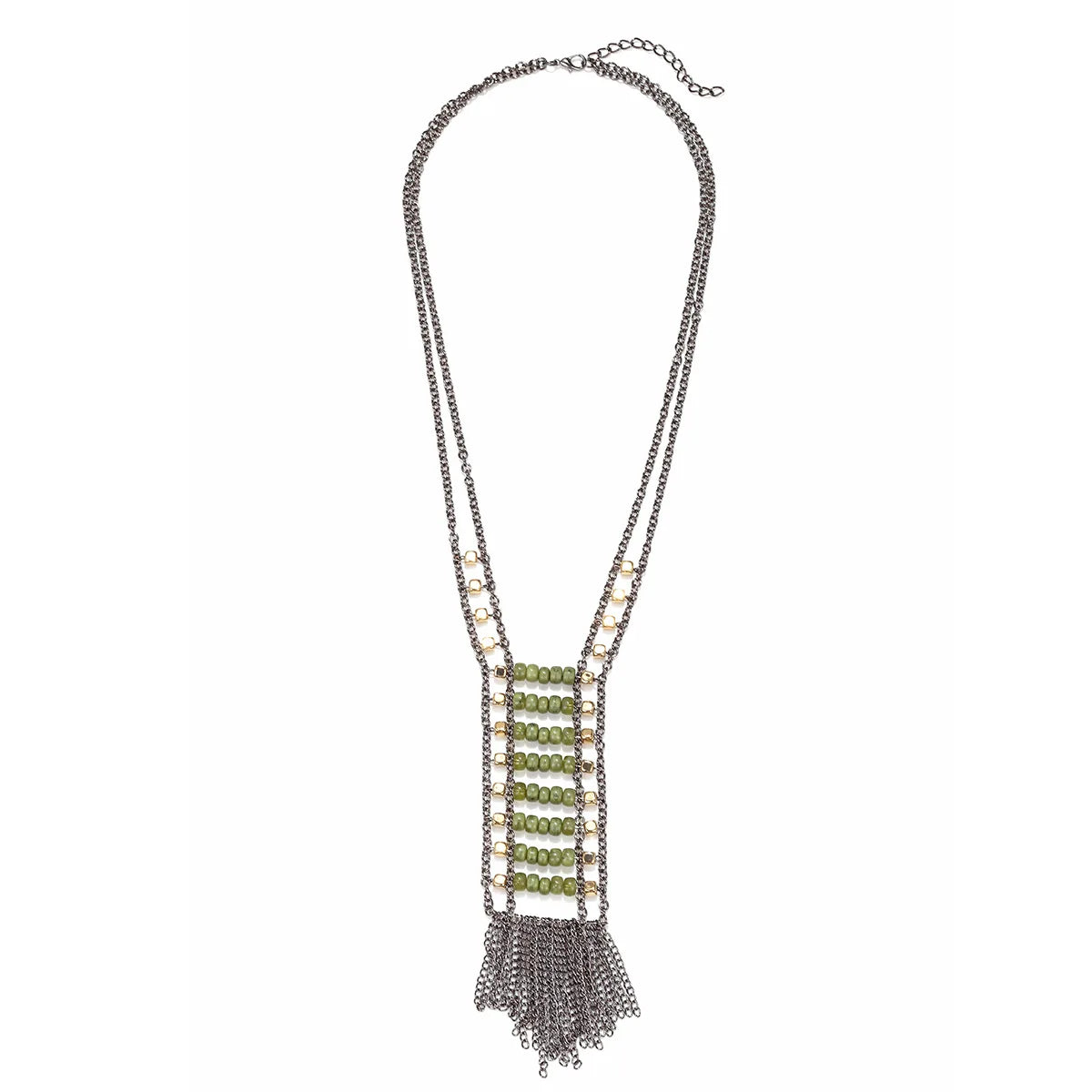 Beaded Chain Tassel Pendant Necklace Jewelry