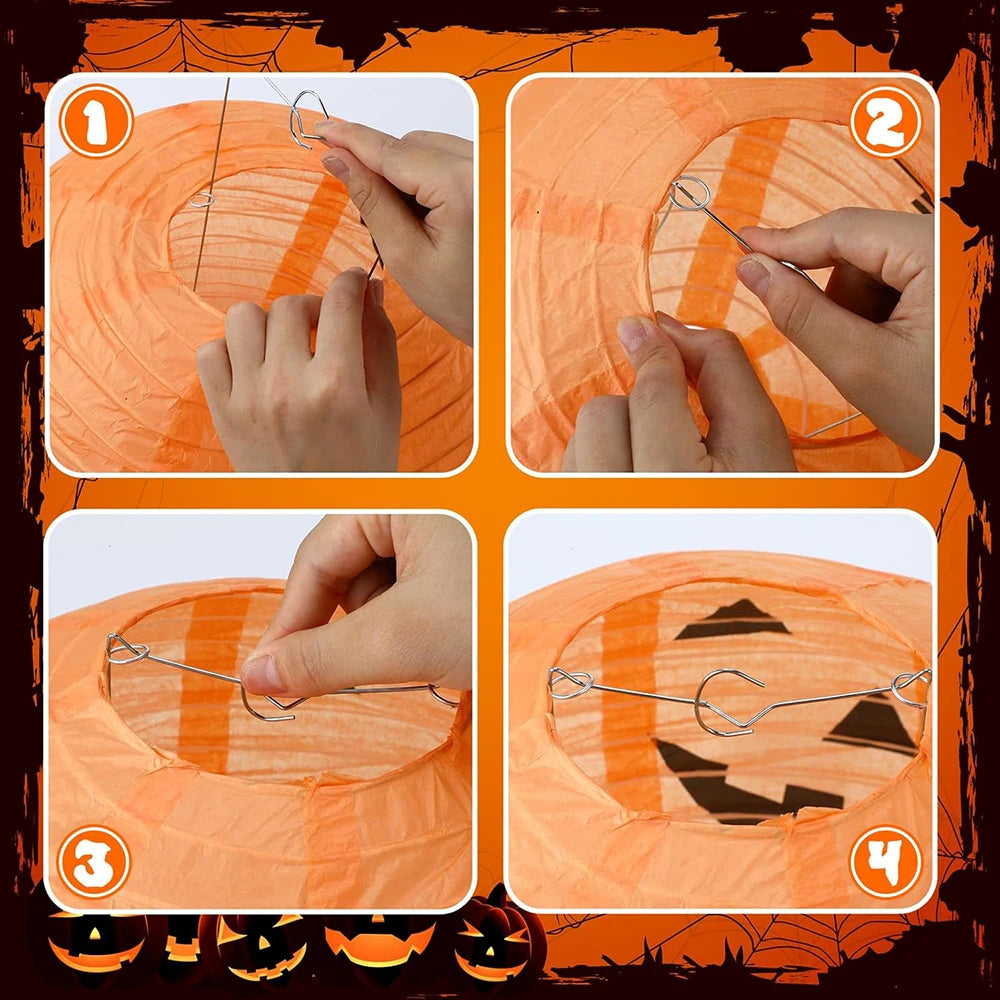 Halloween Pumpkin Lantern Jack O Hanging Paper Lanterns With Lights for Halloween Spooky Home Outdoor Indoor Party Decoration - Charlie Dolly