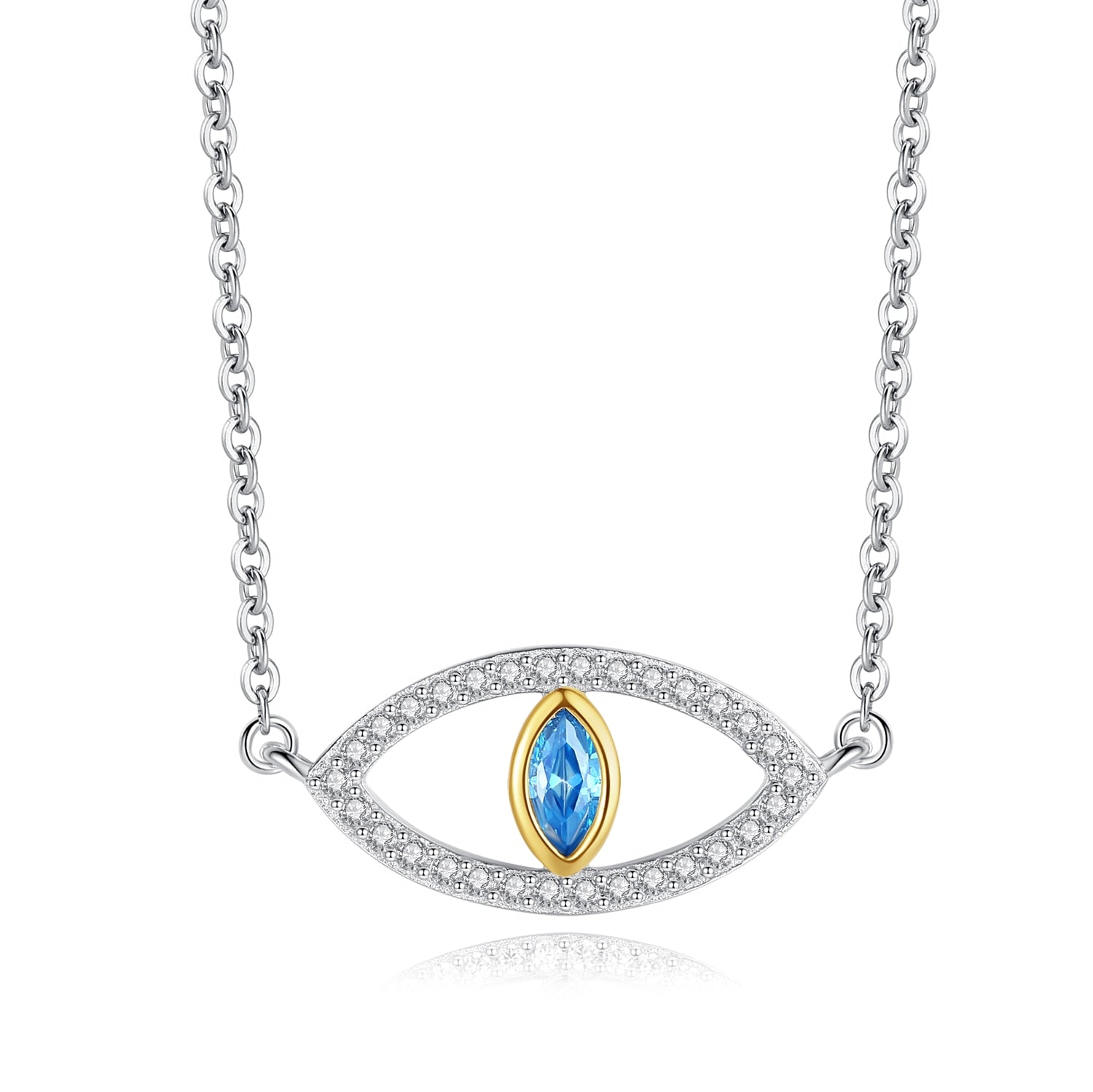 KALETINE 925 Sterling Silver Evil Eye Necklaces Women Gift Crystal CZ Lucky Turkish Blue Eye CZ Necklace Fine Turkey Jewelry - Charlie Dolly
