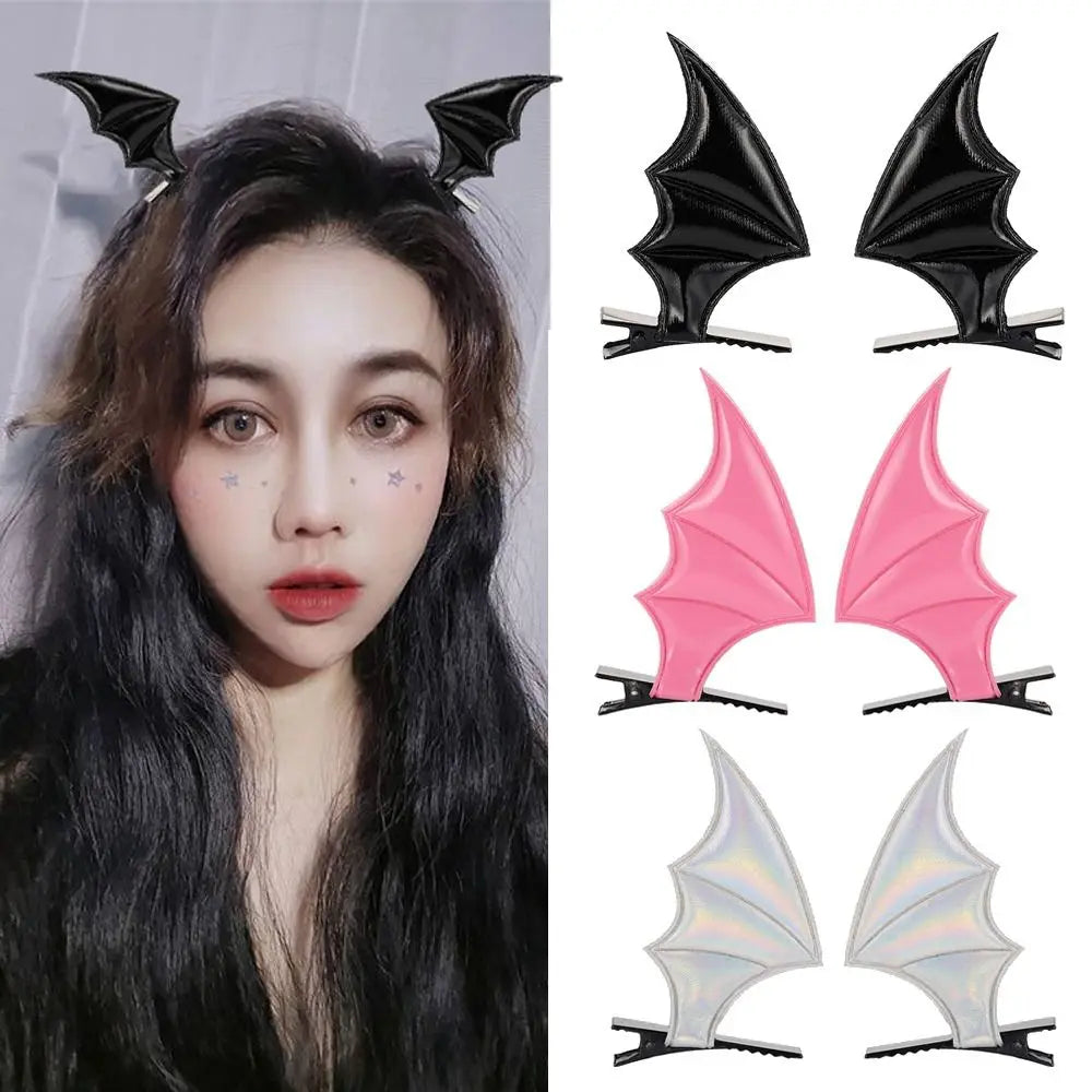 Bat Wings Shape Hairpins Halloween Devil Ears Headband Punk Hair Clip Gothic Costume Haunted House Party Adults Kids Head Decor