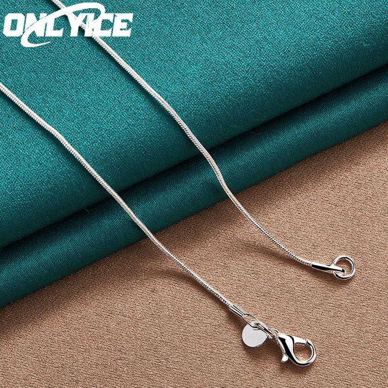 Hot New 925 Sterling Silver 18 Inch Snake Chain Circle Rectangle Pendant Necklace For Women Wedding Fashion Party Jewelry Gift - Charlie Dolly