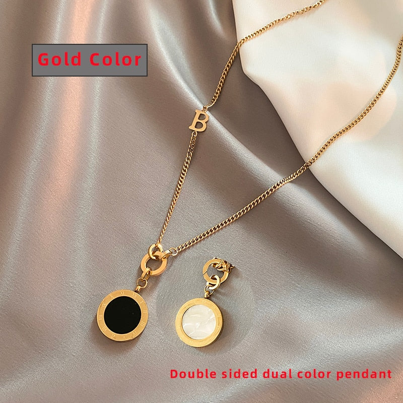 Classic Fashion Stainless Steel Roman Digital Wafer Pendant Necklace 2022 Fashion Jewelry Christmas Party Women&#39;s Sexy Necklace - Charlie Dolly