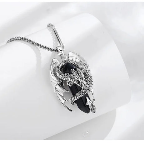 Dragon Obsidian Hexagonal Prism Necklace