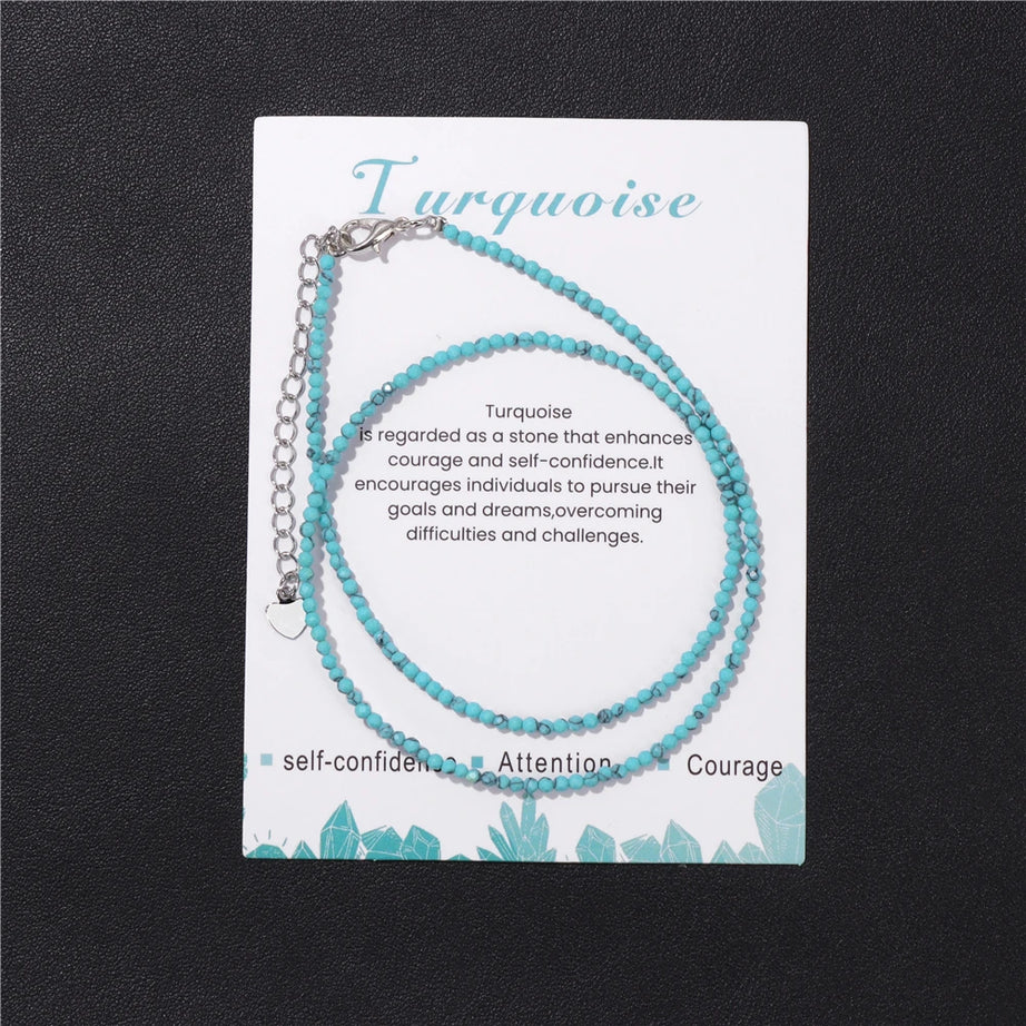 2mm Gemstone Beaded Boho Necklace