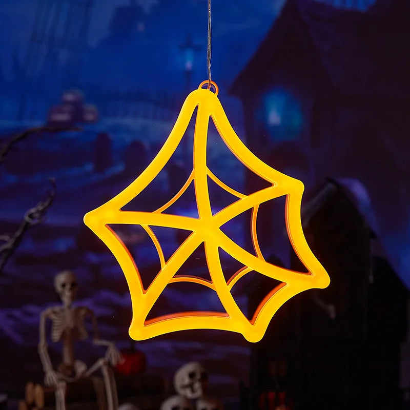 Halloween Window Lights Home Indoor LED Pumpkin Spider Ghost LED Decor Lamp 2024 Halloween Party Hanging Decoration Kids Favors - Charlie Dolly