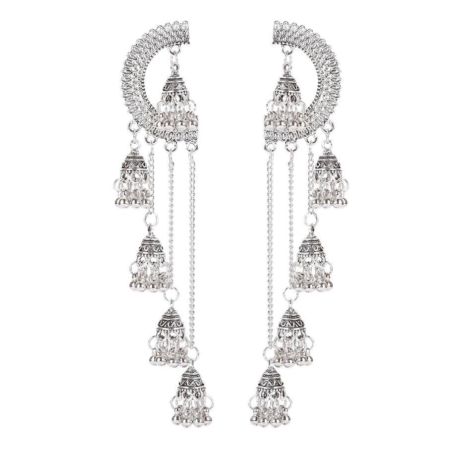 الهندي Jhumka أقراط الذهب الشظية اللون أجراس كبيرة قطرة طويلة شرابة القرط للنساء بوهو الغجر مجوهرات هدية