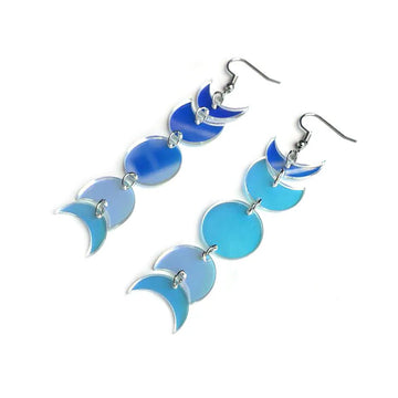 Magic Color Acrylic Drop Earrings Geometric Round Moon Women Phases Of The Moon Earrings Personalized Jewelry Novelty Gifts