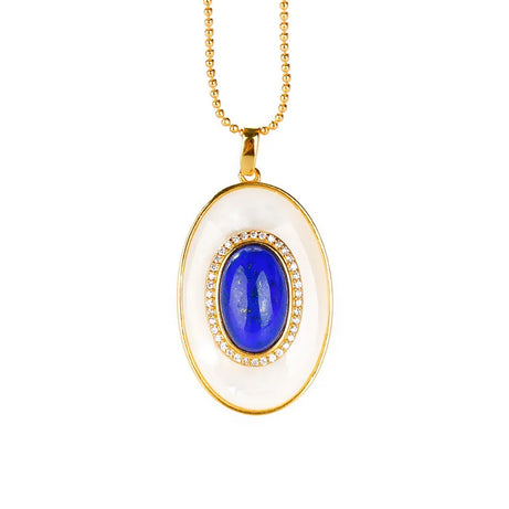 S925 Silver Lapis Lazuli White Shell Suit Earrings Necklace Pendant Light Luxury Fashion New Temperament Elegant Female - Charlie Dolly
