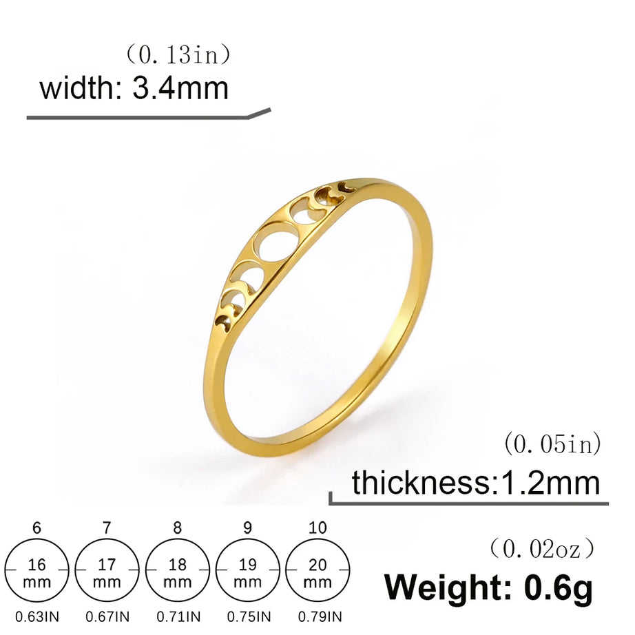 Moon Phase Couple Ring, Minimalist Stainless Steel Band Talisman